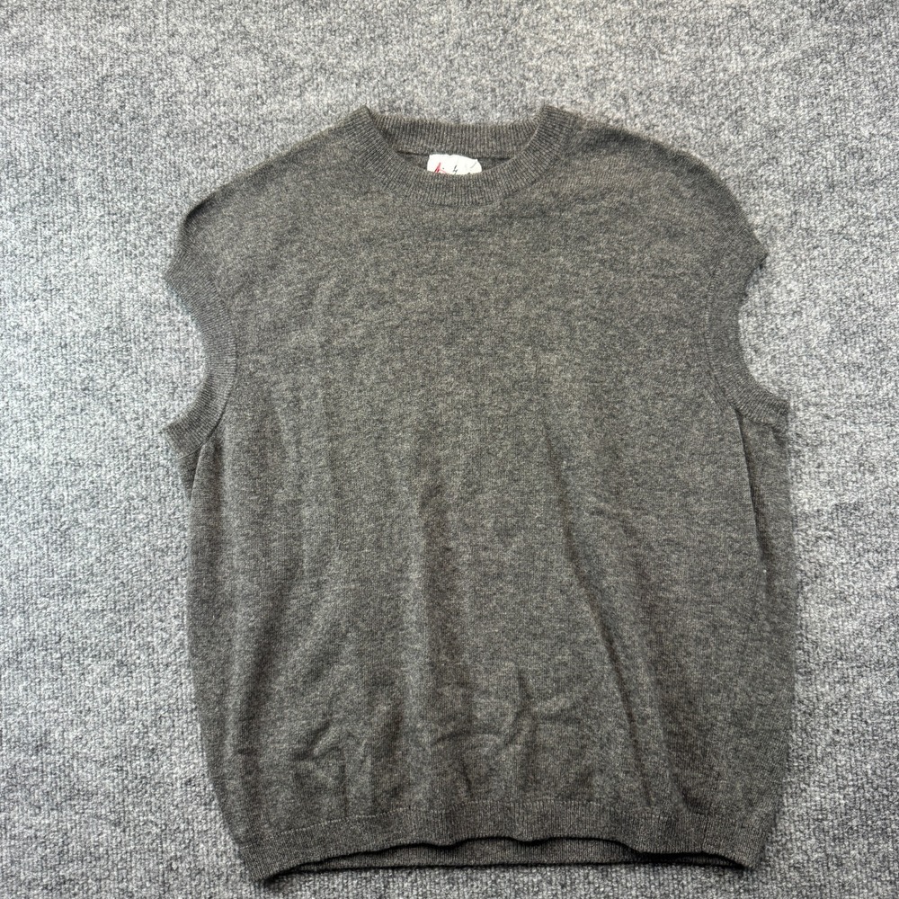 Vintage Miss Isabel Sweater Vest Womens Gray Pure Cashmere Crew Neck Pullover